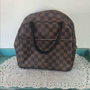 Checkered Brown Handbag